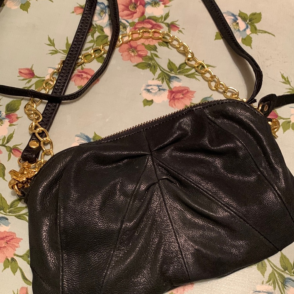 De De Bag Black Leather Wallet Evening Bag